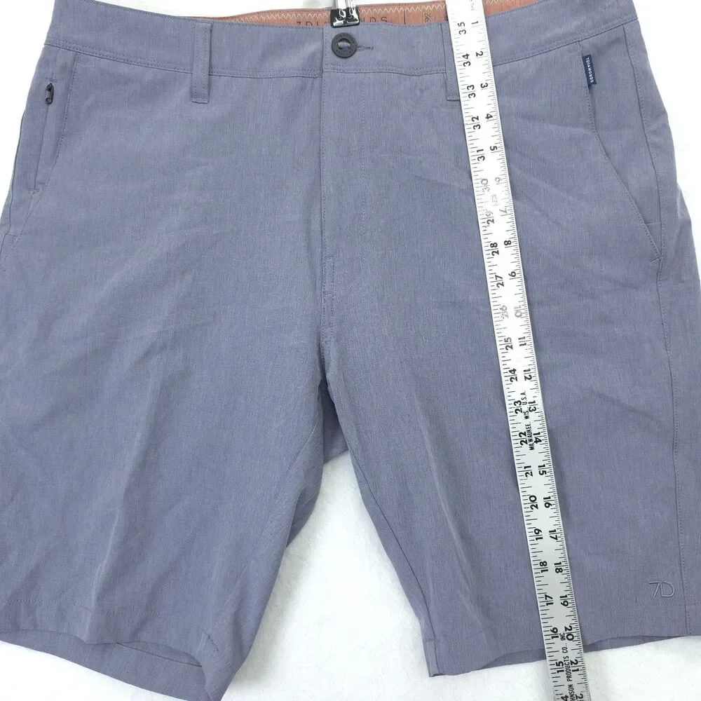7Diamonds Aeroplane Performance Shorts Blue Mens Size 35 Flat Front